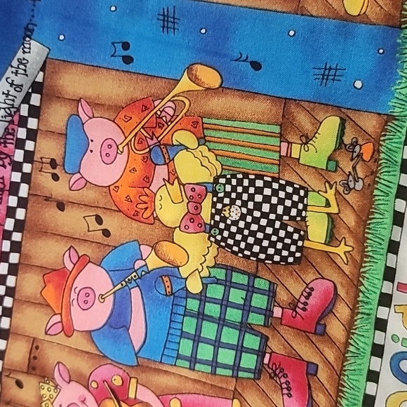 Handmade baby blanket farm animals pigs cows chickens stars moon cats rabbits - Picture 12 of 12